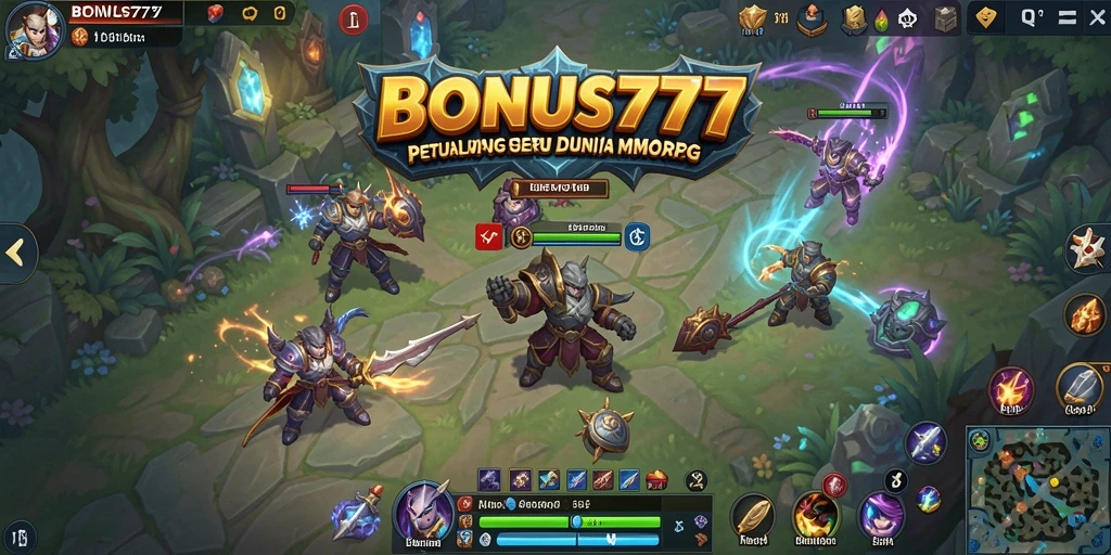 Screenshot utama BONUS777 menunjukkan aksi seru dalam pertarungan MMORPG.