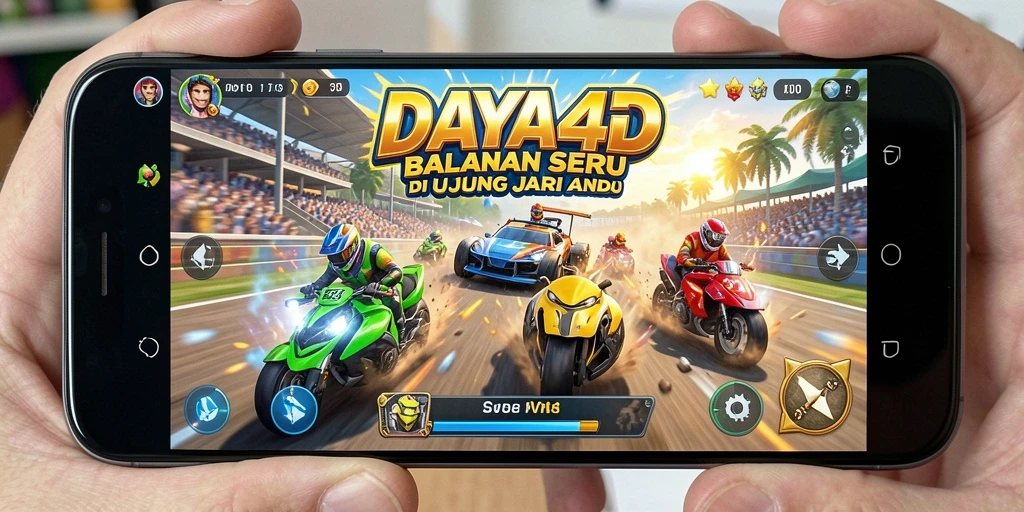 Screenshot dari gameplay seru di DAYA4D dengan mobil balap yang melaju kencang.