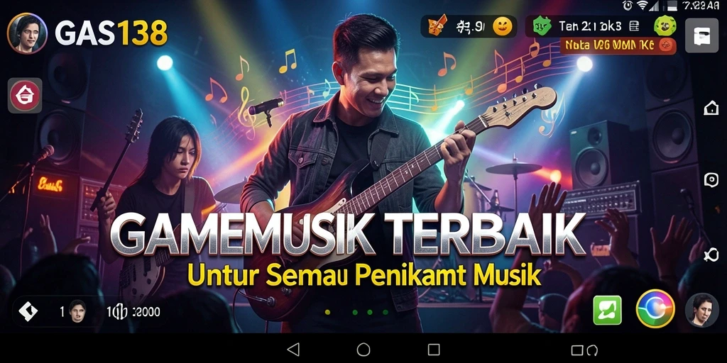 Screenshot menunjukkan pengalaman bermain musik yang seru dan penuh warna.