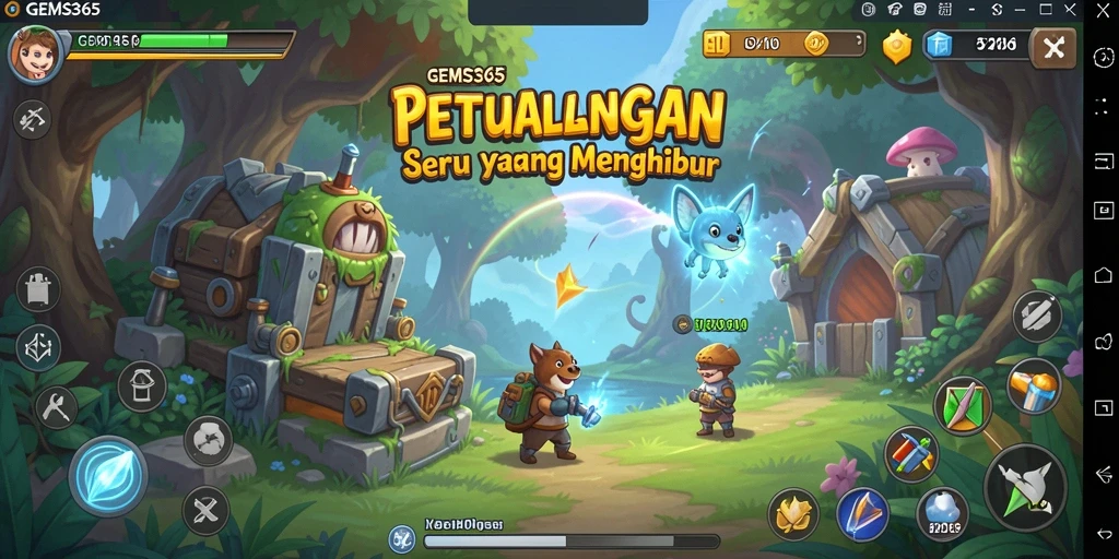 Tampilan gameplay GEMS365 yang penuh warna dan mengasyikkan.