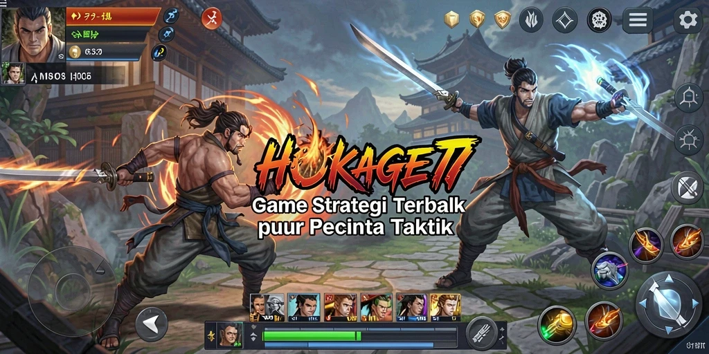 Tampilan gameplay HOKAGE77 menunjukkan pertempuran strategi yang intens.