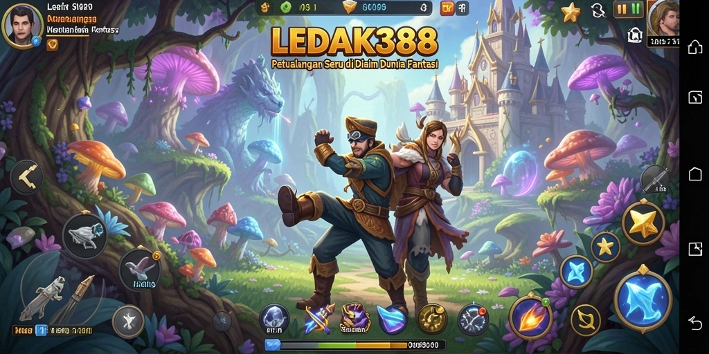 Tampilan gameplay LEDAK388 menampilkan petualangan mendebarkan di dunia fantasi.