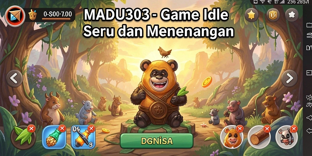 Screenshot gameplay MADU303 yang menunjukkan aktivitas seru dalam permainan Idle.