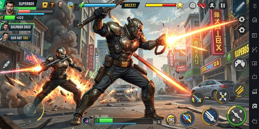 Tampilan seru dari gameplay <strong>SUPER805</strong> dengan pertarungan aksi yang mendebarkan.