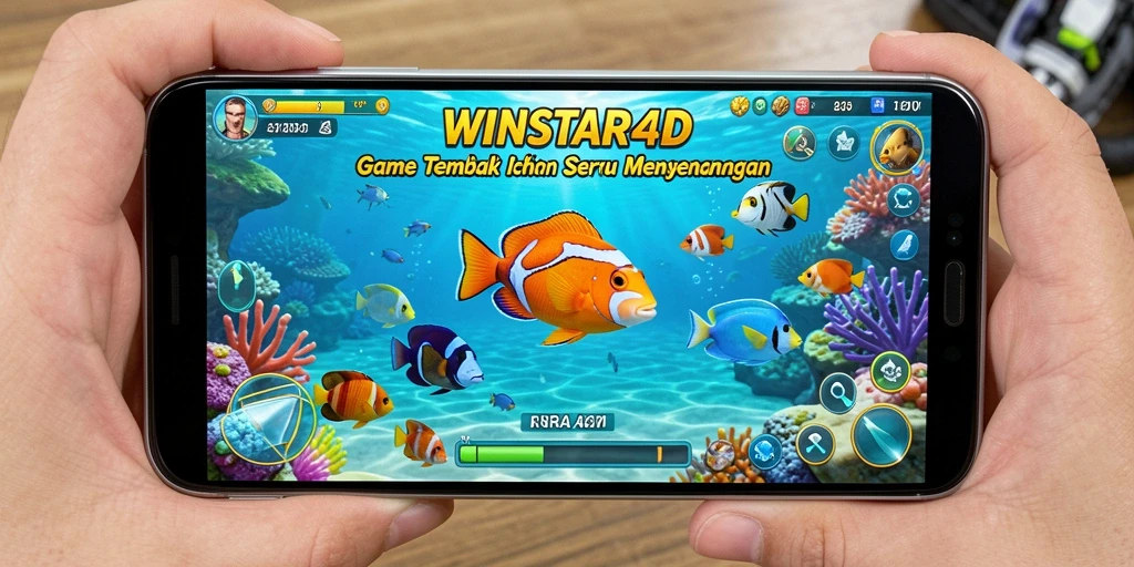 Screenshot gameplay <strong>WINSTAR4D</strong> menampilkan keseruan menembak ikan.