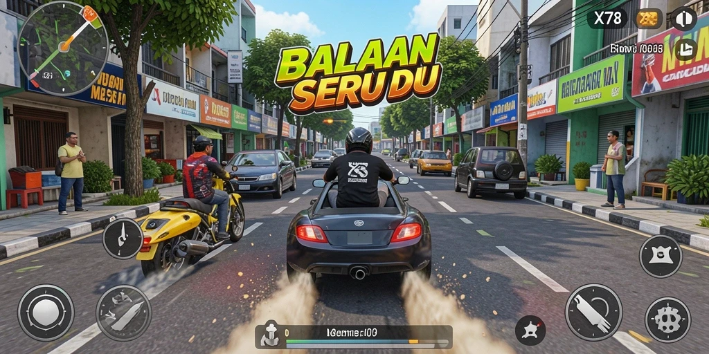Tampak aksi balapan seru dalam game X78 dengan mobil cepat.