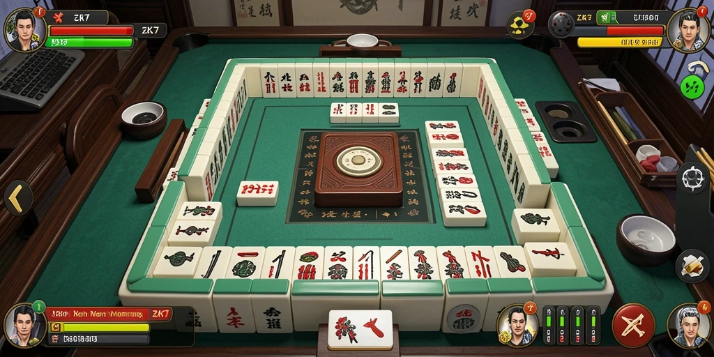Screenshot ZK7 menampilkan gameplay Mahjong yang seru dan menantang.